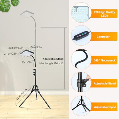 FECiDA Smart Control 25 Watt LED Grow Light with Stand, 4/8/12/16/20H Timer, Bright Enough Like A Small Sun Grow Lights for Indoor Plants, Bonsai Tree, 24"-64" Height Adjustable - size: Stand-1Head-25W-Timer-Dimming