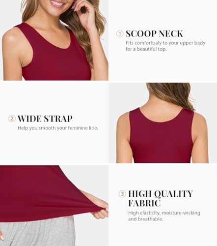 Rosyline 4 Piece Women Tank Tops Basic Sleeveless Undershirt Layering Tanks - color: 2-black/Grey/Dark Blue/Wine Red, size: Small