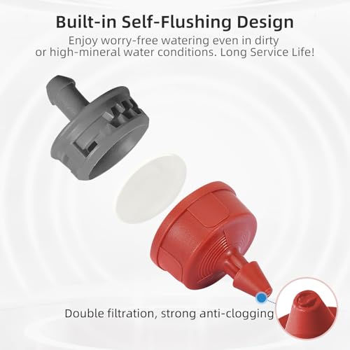30PCS 0.75 GPH Pressure Compensating Drip Irrigation Spot Watering Drippers/Emitters, Self-Cleaning Constant Flow Drip Irrigation Emitters Heads Irrigation Drippers Parts for Drip Irrigation System - color: 30PCS, size: 0.75 GPH