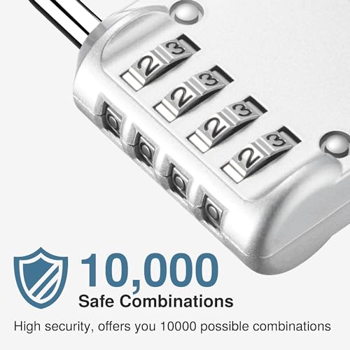 Puroma 1 Pack Combination Lock Locker 4 Digits Combo Padlock Gym Silver | For School Gate Fence Toolbox Hasp Storage, Outdoor, Resettable, Weatherproof, Side Window, Crack Cut Resist, Hardened Steel - color: Silver