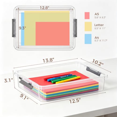 Citylife 6Qt 4Packs Clear Craft Organizers and Storage BOX, Sensory Bins | Stackable Board Game Storage Bins with Lids for Art Supplies, Paper, Puzzle, Tools, Home, Office, School Supplies - size: 6 Qt- 4 Pack