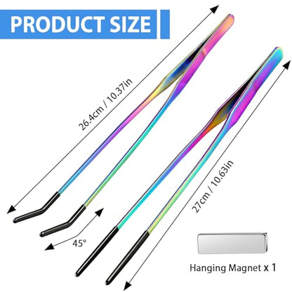 Harhana Stainless Steel Feeding Tongs with Magnet Storage, Precision Long Tweezers for Reptiles, Aquariums, and Terrariums, Rubber Tips for Safe Handling, Convenient Magnet for Easy Storage