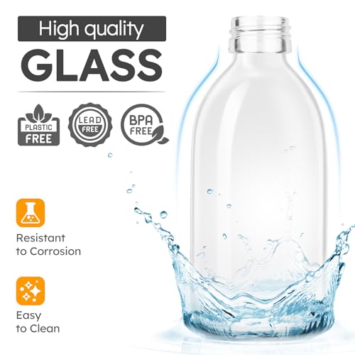 Tecohouse Glass Spray Bottles 8oz, 2 Pack Clear Glass Spray Bottles | Small Empty Glass Spray Bottles for cleaning, Plants, Pets, Hair, Durable Spray Nozzle, Fine Mist, Labels, Funnel, Pipettes - color: Clear White Lids