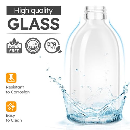 Tecohouse Glass Spray Bottles 8oz, 2 Pack Clear Glass Spray Bottles | Small Empty Glass Spray Bottles for cleaning, Plants, Pets, Hair, Durable Spray Nozzle, Fine Mist, Labels, Funnel, Pipettes - color: Clear White Lids