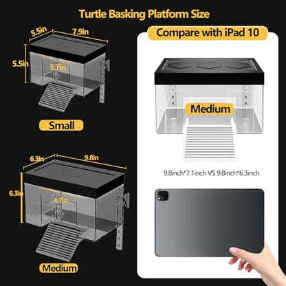 Hanging Turtle Basking Platform,7.9x5.5x5.5'' Adjustable Aquatic Turtles Ramp Dock,Acrylic Topper Platform Tank Accessories for Baby Turtles,Red Eared Slider,Semi Aquatic Baby Terrapin(Small) - size: S:7.9x5.5x5.5''