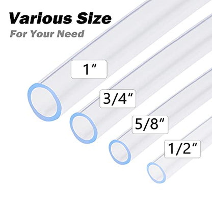 DAVCO 3/4" ID - 100 ft Clear Vinyl Tubing, Low Pressure Flexible PVC Tube, Heavy Duty UV Chemical Resistant Lightweight Plastic Vinyl Hose, BPA Free and Non Toxic, with 2 Stainless Clamps - size: 3/4"ID, style: 100 Feet