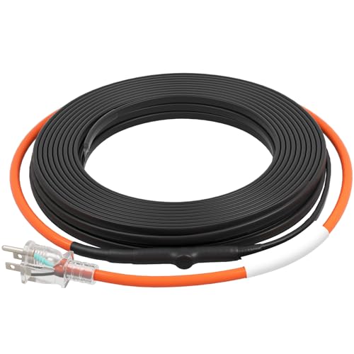 VEVOR Self-Regulating Pipe Heating Cable, 40FT 5W/FT Heat Tape for Pipes Freeze Protection, Water Pipe Heat Cable with Built-in Thermostat Protects PVC Hose, Metal and Plastic Pipe from Freezing - size: 40FT