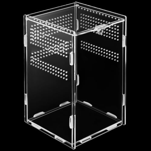 Enclosure Modular Well-Ventilated Design, Secure Lock and Multifunctional Acrylic Breeding Habitat Box for Feeding Reptile Animal Suitable Pet