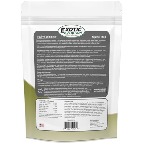 Exotic Nutrition Squirrel Complete (4 lb.) - Healthy Natural Food for Squirrels - Ground, Grey, and Flying Squirrels - size: 4 Pound (Pack of 1)