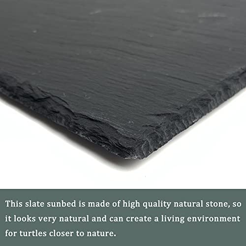 SHIGATSU 7.8"x11.8" Slate Reptile Basking Platform for Turtle Lizard | Natural Anti-Slip Slate Feeding Dish, Resting Terrace & Substrate Mat for Bearded Dragon, Gecko, Snake & Tortoise Habitat