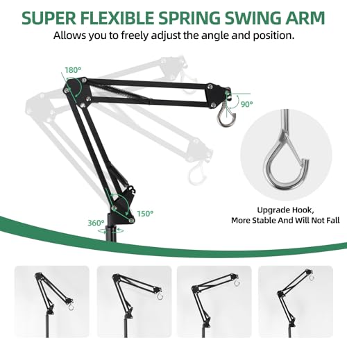 MECESOR 2 Packs 5.5 Inch Reptile Light Fixture and Reptile Lamp Stand Adjustable Height 15.7-73.6inch with 360°Adjustable Swing Arm