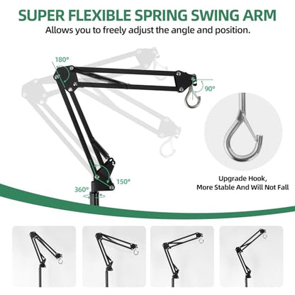 MECESOR 2 Packs 5.5 Inch Reptile Light Fixture and Reptile Lamp Stand Adjustable Height 15.7-73.6inch with 360°Adjustable Swing Arm