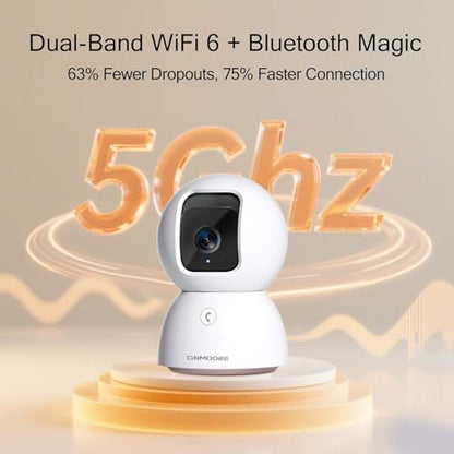 Upgraded 3K Security Camera Indoor, Free Time Lapse, AI Tracking & Face ID, PTZ 5G WiFi Dog/Pet/Baby Monitor Cameras for Home Security, Color Night Vision, Full Duplex 2-Way Talk - style: 3K Cam 1pack