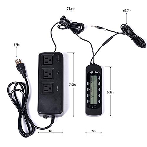 REPTI ZOO Reptile Thermostat Digital Outlet Temperature Timer Troptical or Desert Mode with Day Night Control for Aquarium Reptiles Terrarium Humidistat Mushroom Fermentation,Easy Setup (THC16) - color: 2 In 1 Temperature&Timer