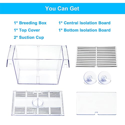 DaToo Fish Breeding Box Aquarium Holding Tank Transparent Fish Isolation Box Acclimation Hatchery Incubator Breeder for Betta Shrimp Clownfish Guppy