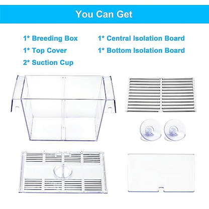 DaToo Fish Breeding Box Aquarium Holding Tank Transparent Fish Isolation Box Acclimation Hatchery Incubator Breeder for Betta Shrimp Clownfish Guppy