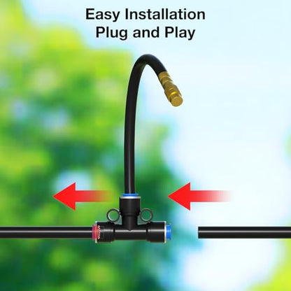MIXC 1/4" 100Ft Drip Irrigation System for Garden with 16pcs 360°Adjustable Brass Nozzles & Bendable Rod,Upgraded Watering System Kit for Outdoor Plants,Lawn,Raised Bed,Potted Plant,Yard,Greenhouse - size: 100ft