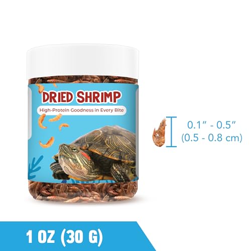 JOR Dried Shrimps for Turtle, Freeze-Dried High Protein, Low Fat Snack for Shell Growth & Energy, Easy-Chew Treat for Tropical Fish, Reptiles, Amphibians & Other Aquarium Pets, 1 oz