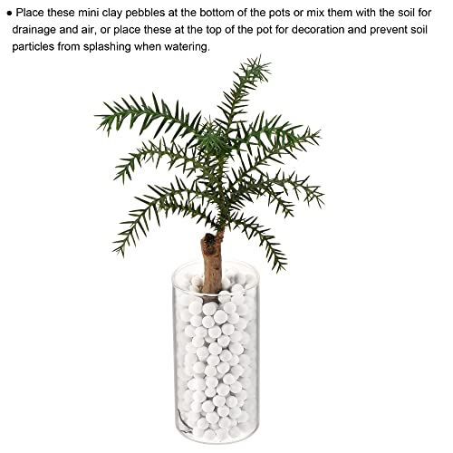 MECCANIXITY Clay Pebbles 7-8mm 0.88 lbs White Gardening Potted Balls for Hydroponic Growing, Vases Supplies, Bonsai Decor