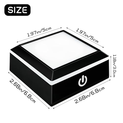 LED Light Base Anti-Slip Square Display Stand, Color Can Change, Suitable for Glass, Crystal, and Transparent or Semi-Transparent Artworks (2 Black)