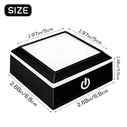 LED Light Base Anti-Slip Square Display Stand, Color Can Change, Suitable for Glass, Crystal, and Transparent or Semi-Transparent Artworks (2 Black)