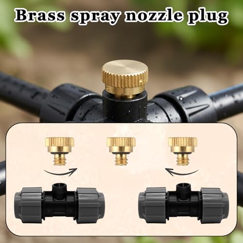 Misting Nozzles, 12 Pcs Mister Nozzles with O Ring, Mist Nozzle Brass Misting Heads Mister Parts Accessories for Garden Greenhouse Patio Outdoor Cooling System