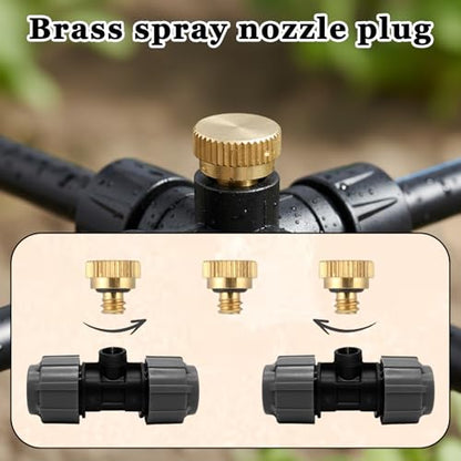 Misting Nozzles, 12 Pcs Mister Nozzles with O Ring, Mist Nozzle Brass Misting Heads Mister Parts Accessories for Garden Greenhouse Patio Outdoor Cooling System