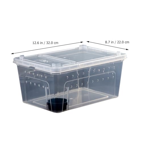 HOMSFOU Acrylic Reptile Feeding Box for Small Pets with High Surface Hardness and Safe Design, Climbing Pet Container Suitable for Living Foods and Transporting Animals Random Color
