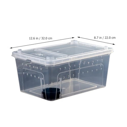 HOMSFOU Acrylic Reptile Feeding Box for Small Pets with High Surface Hardness and Safe Design, Climbing Pet Container Suitable for Living Foods and Transporting Animals Random Color