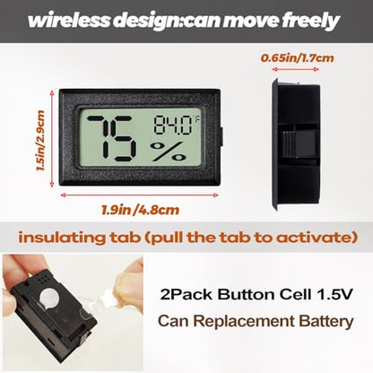 Reptile Thermometer and Humidity Gauge for Breeding Box Temperature and Humidity Monitor 3PCS Reptile Thermometer Hygrometer Adhesive for Amphibians，Reptiles Tank Accessories for Lizards Turtles
