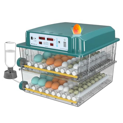 Egg Incubator for Hatching 120 Eggs with 5 Auto Incubation Models | Precise Temp & Humidity Control, Auto Egg Turning, External Water Refill, Egg Candler, Dual Power Supply, Adjustable Roller