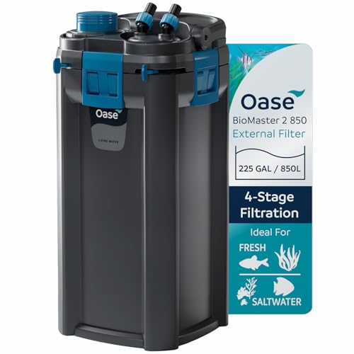 OASE BioMaster 2 850 Canister Filter for Aquariums – External Aquarium Filter with EasyClean Pre-Filter – Quiet Performance – Freshwater & Saltwater, Up to 225 Gallons - size: BioMaster 2 850