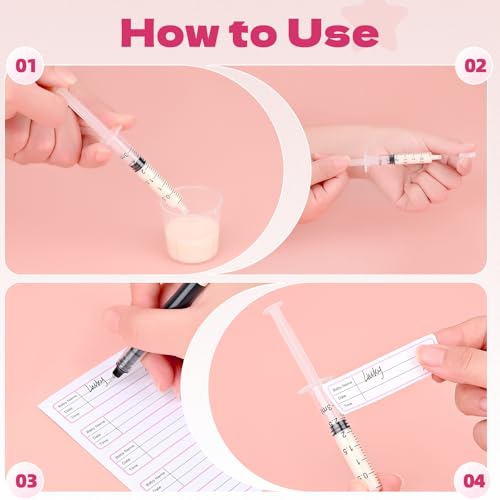 Syringes with Caps Kit, 50pcs 3ml Colostrum Syringe, 2pcs 30ml Measuring Cup, 50pcs Adhesive Labels - style: 3ml