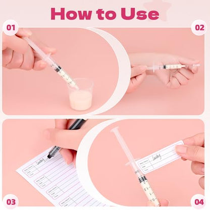 Syringes with Caps Kit, 50pcs 3ml Colostrum Syringe, 2pcs 30ml Measuring Cup, 50pcs Adhesive Labels - style: 3ml