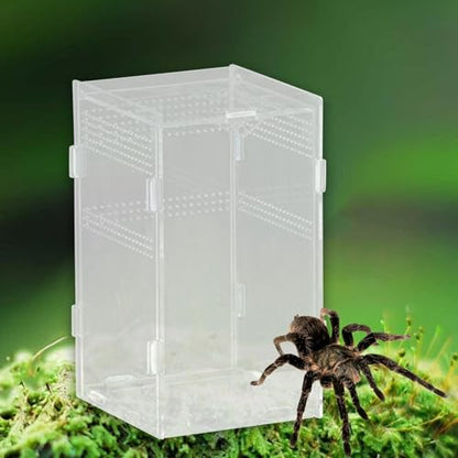 Reptile Breeding Box Terrarium Professional Clear Animal Habitat Cage with Ventilation Holes for Geckos Frogs Hermit Crabs- 12x12x20cm