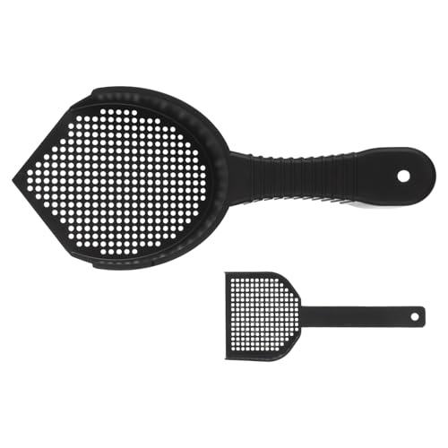 Cabilock 2pcs Cat Litter Scoop Set, Plastic Poop Shovel with Ergonomic Handle, Large and Small Size for Cat and Reptile Litter Box Cleaning, Sturdy Sand Sifter for Efficient Waste Removal
