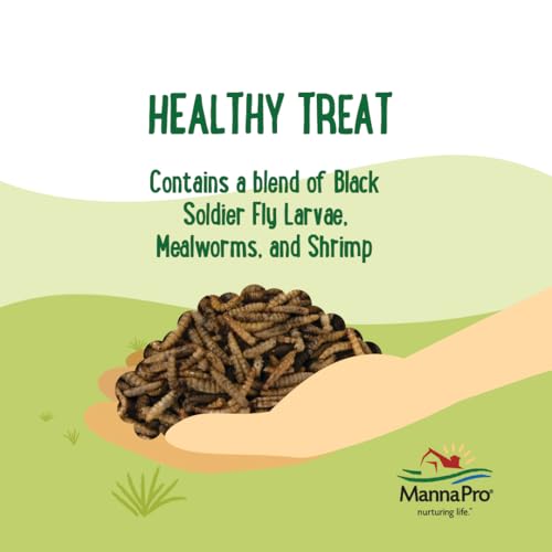 Manna Pro Critter Combo Crunch Chicken Treats, High Protein, 2 lb Bag | Black Soldier Fly Larvae, Mealworms & Shrimp Blend, High-Protein Poultry Treat, Encourages Natural Foraging - size: 2 Pound (Pack of 1)