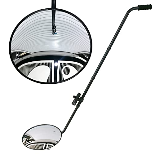 Under Vehicle Inspection Mirror - 12 Inch Convex Search Mirror with Wheels and LED Light for Security Check Under Cars, Trucks and Equipments - size: 12" with Wheels