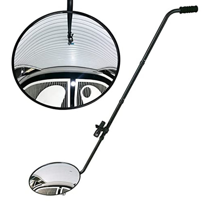 Under Vehicle Inspection Mirror - 12 Inch Convex Search Mirror with Wheels and LED Light for Security Check Under Cars, Trucks and Equipments - size: 12" with Wheels