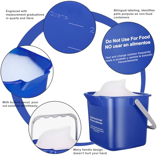Roshtia 6 Pcs 6 Quart Cleaning Bucket Small Sanitizing Square Bucket Detergent Pail for Home Commercial Restaurant Kitchen Office School (Blue) - color: Blue