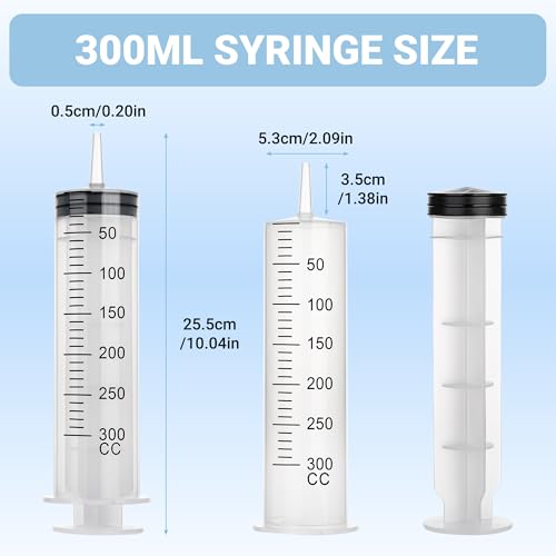 300ml Large Syringe, 5-pack Plastic Syringes for Liquid with Tip Adapter | 300cc Large syringe for thick liquids & Scientific Labs, Oil Transfer, Plant Watering & Refilling, Glue, Individual Sealed - style: 300 ML