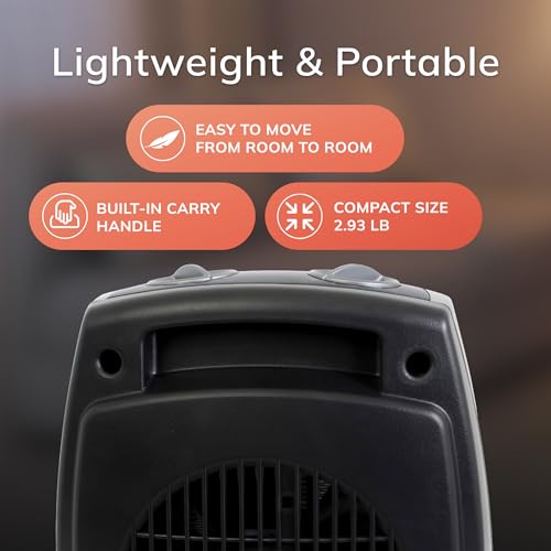 Lasko Portable Indoor Ceramic Space Heater - 9” - 754201 - Dark Gray | Electric, Tip-Over Safety Switch, Overheat Protection, Thermostat, 2 Heat Settings, 2 Speeds, Safe for Home, 1500W - size: 9.2 Inches - With Tip-Over Switch