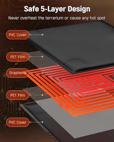 Pawfly Reptile Heat Pad with Thermostat & Timer - Reptile Heating Pad 8 x 5.9 Inch, 7 W Hermit Crabs Heating Pads, Heat Mat for Reptiles Turtles Frogs Snakes Lizards Geckos Plants Seedlings - size: 7 W (8 x 5.9 Inch)