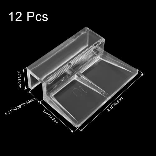 Aquarium Lid Clips, 10MM, 12 Pack | Clear Acrylic, DIY Aquarium Lid Holder, Fish Tank Support, Aquarium Glass Holder - size: 10MM