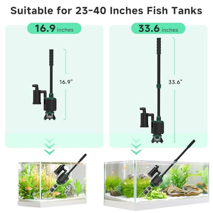 AQQA 6-in-1 Aquarium Gravel Cleaner, 600GPH Adjustable Water Flow Aquarium Vacuum | Electric DC Fish Tank Cleaner, Extendable Length, Supports Changing Water, Washing Sand, Water Filtering and Circulation