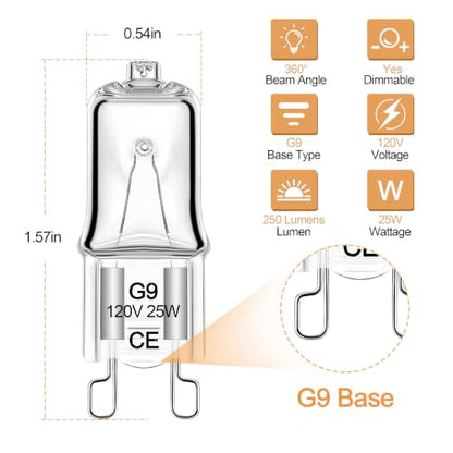 2 Pack G9 25W Mini Halogen Bulb, Day White Reptile Basking Light | Compact Long-Lasting Bulb for Reptile Terrariums,Compatibility with Most Reptile Terrarium