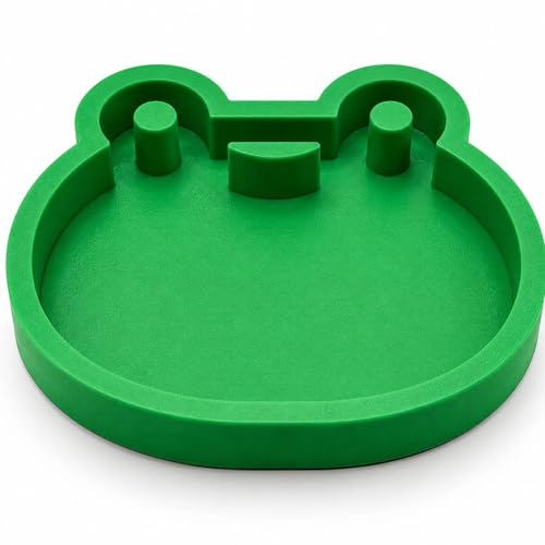 Cute Frog Reptile Water Dish, Creative Amphibian Food Bowl & Shallow Pool for Horned Frogs, Toads, Geckos, Hermit Crabs, Small Lizard Tank Habitat Decor Accessories, Easy-Clean Dual-Color Design