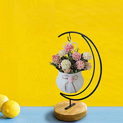 YY YEARCHY Ornament Display Stand Holder Home Wedding Decoration Rack for Hanging Glass Globe Air Plant Flower Pot Stand Iron Pot Hook Stand Terrarium Witch Ball (1, 11"*4.6") - size: 11"*4.6"