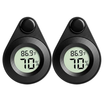 2Pcs Magnetic Reptile Thermometer and Humidity Gauge for Jumping Spider Enclosure Accessories Digital Thermometer Hygrometer for Reptile Tank, Gecko, Bearded Dragon (Teardrop-Shaped)