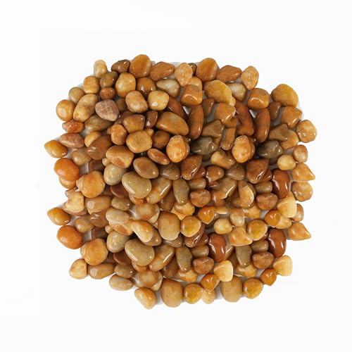120 LBS River Rocks, StoneCreek, Decorative Garden Stones for Plant Landscaping, Polished Gravel Filler Pebbles for Home Decoration, Vases, Succulents, Flower Beds and Fish Tanks (Pale Yellow, Medium) - color: Pale Yellow, size: 120 LBS